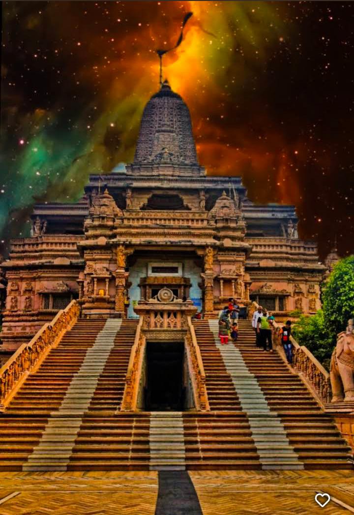 Temple exterior with three shikharas